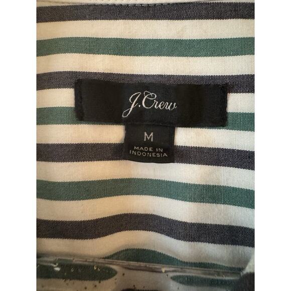 Women's J.Crew Trifecta Striped Oversized Shirt Blue Green Medium M - Picture 2 of 11